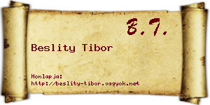 Beslity Tibor névjegykártya